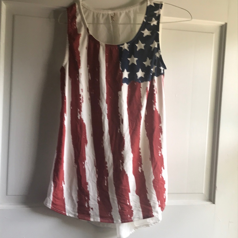 American Flag Liu Ladies Sleeveless Top Beautiful - Picture 2 of 8